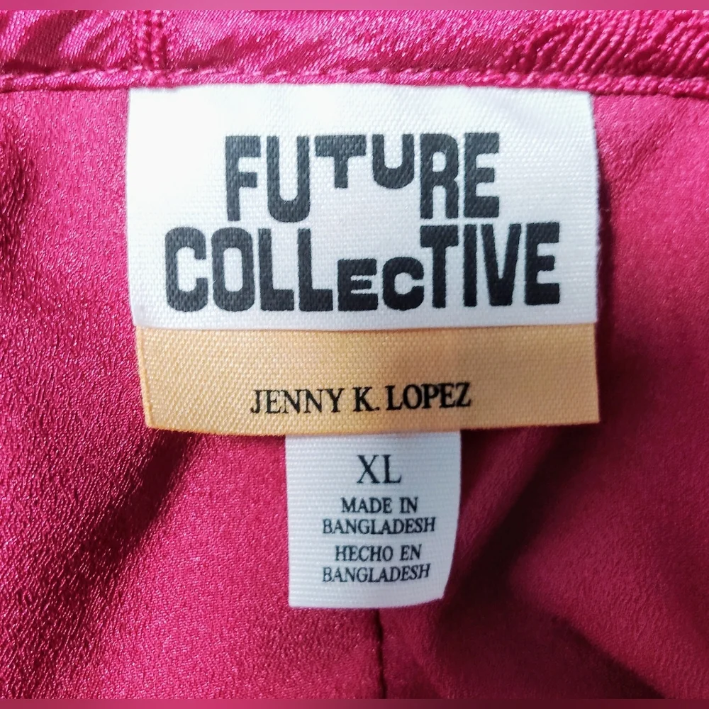 Future Collective Puff Sleeve Floral Maroon Midi Dress - Jenny K. Lopez Sz-XL - Picture 6 of 6